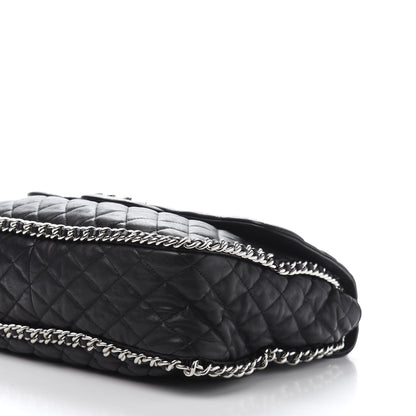 Chanel Washed Lambskin Quilted Maxi Chain Around Flap Black 9 of 12