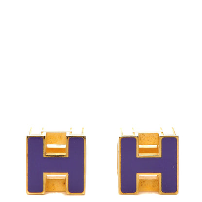 Hermes Gold Lacquered Cage d'H Earrings Pourpre 1 of 3