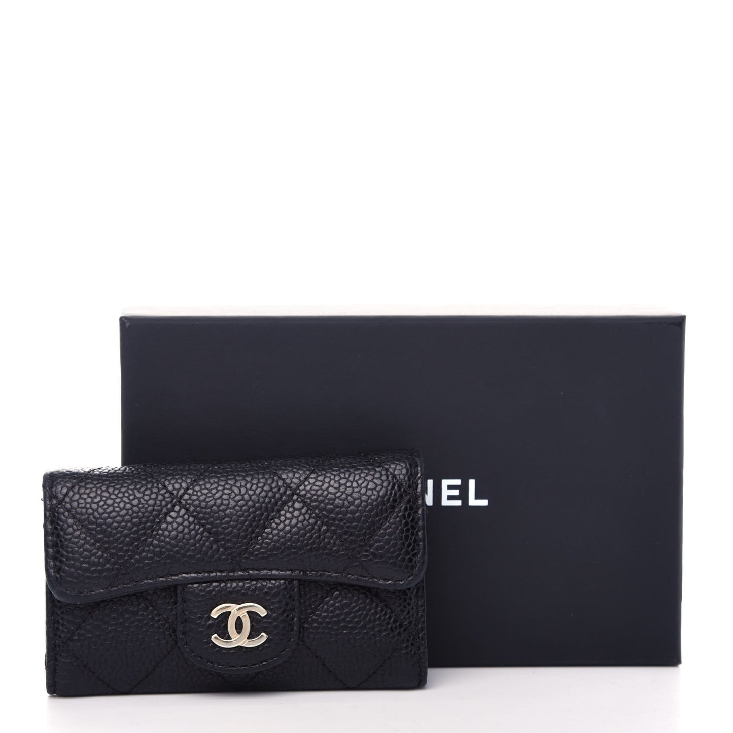 Caviar Quilted 6 Key Holder Black