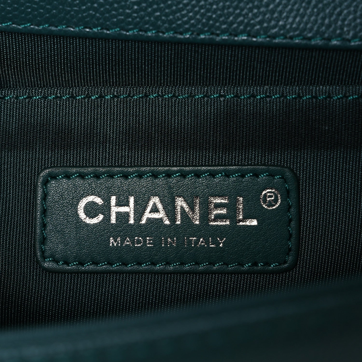 Chanel Caviar Chevron Quilted Medium Boy Flap Green 6 of 10