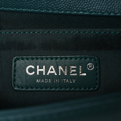 Chanel Caviar Chevron Quilted Medium Boy Flap Green 6 of 10