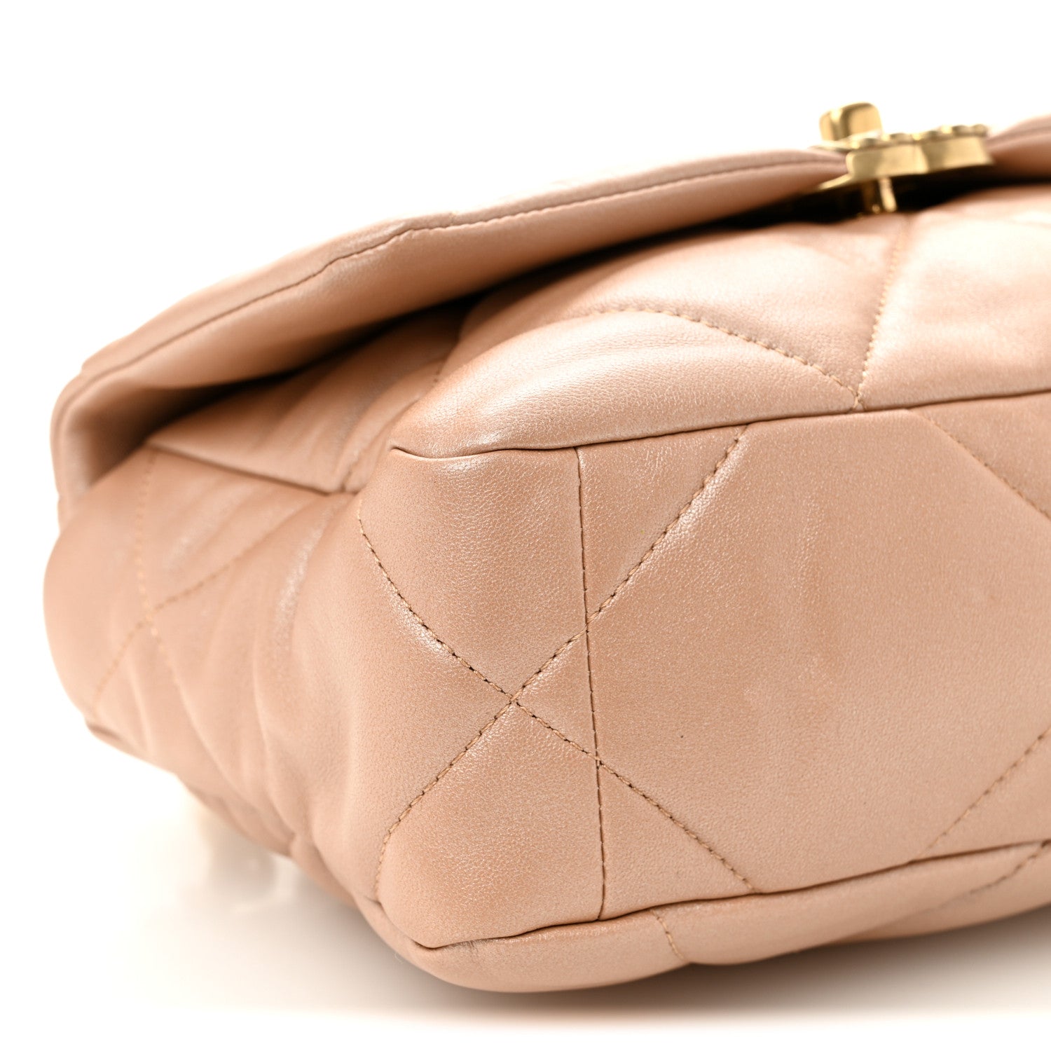 Chanel Shiny Lambskin Quilted Medium Chanel 19 Flap Beige 9 of 10