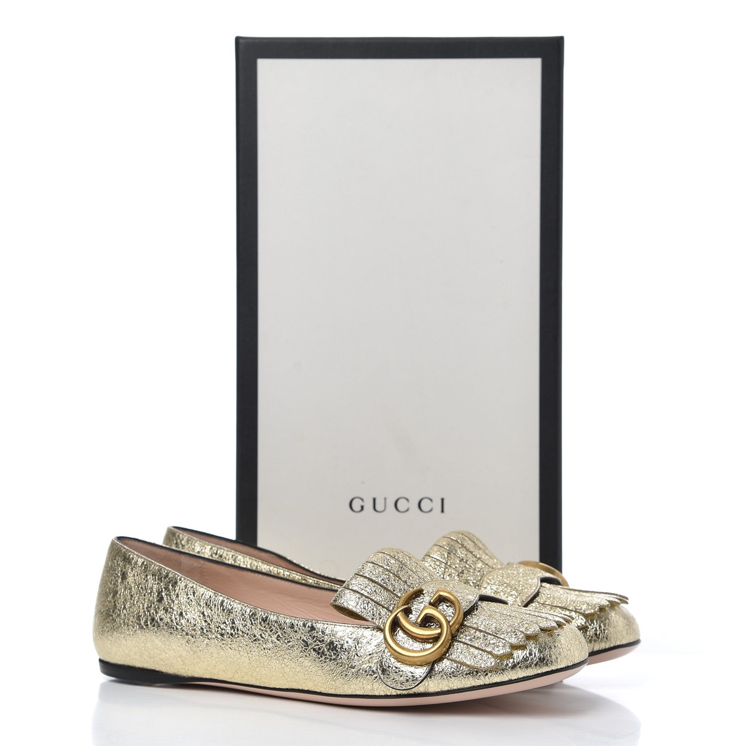 Gucci Galassia GG Marmont Fringe Flats 36.5 Platino 21 of 21