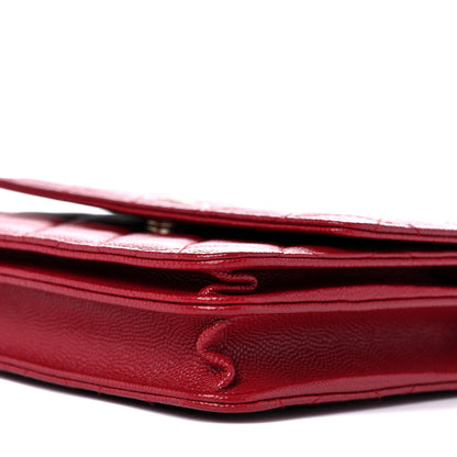 Chanel Caviar Quilted Square Wallet On Chain WOC Dark Red 10 of 11