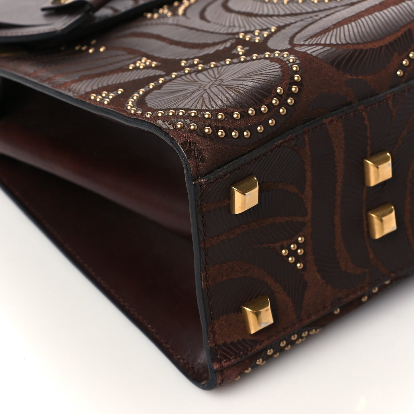 Calfskin Embossed Studded Medium My Rockstud Frame Bag Cacao