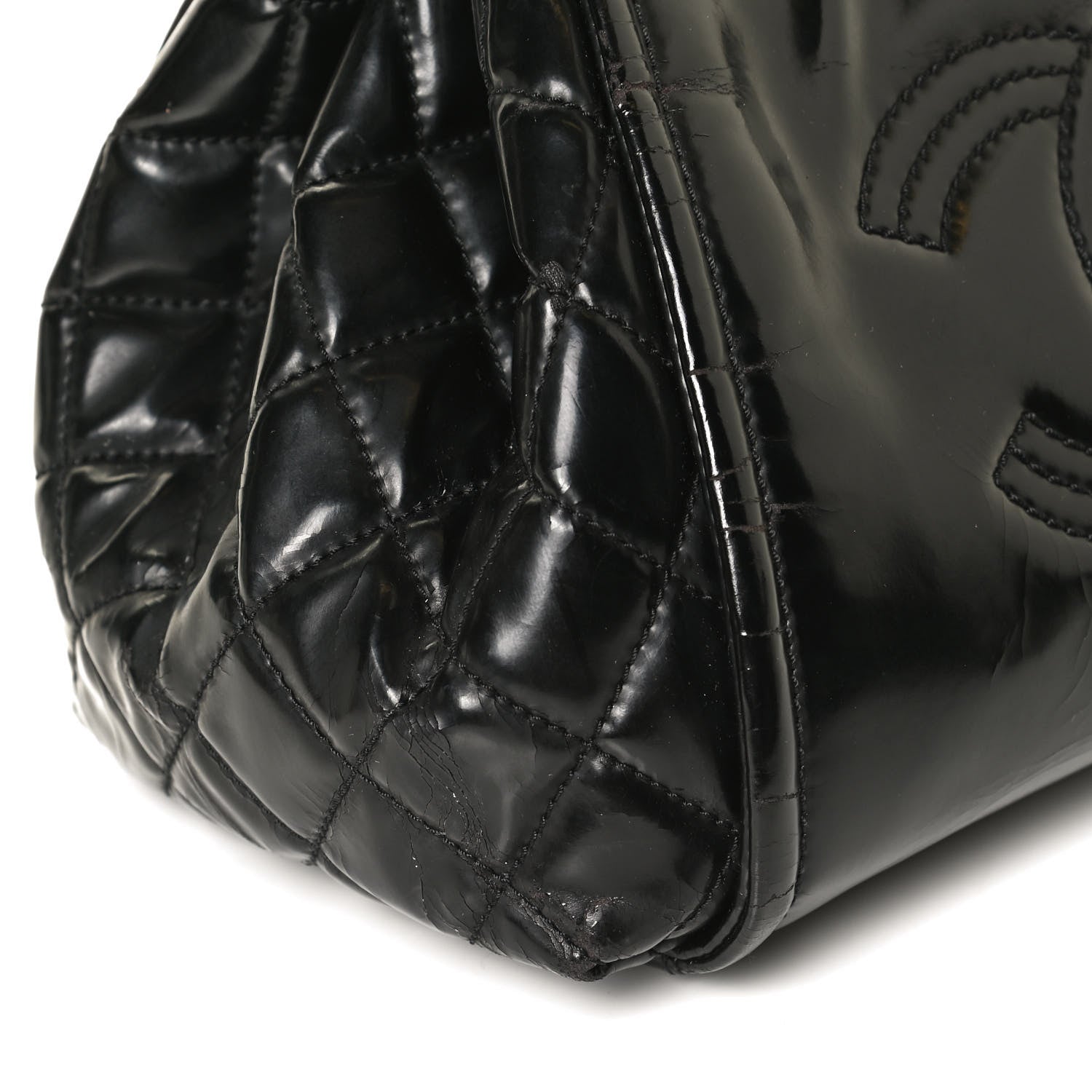 Chanel Vinyl Lipstick Ligne Accordion Tote Black 11 of 14