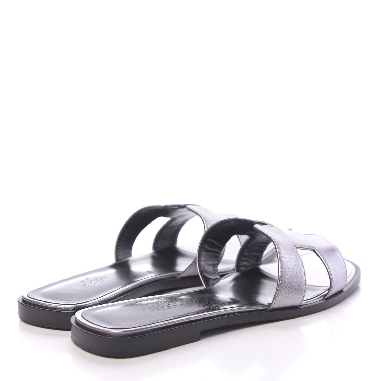 Hermes Metallic Nappa Oran Sandals 39 Argent 4 of 10