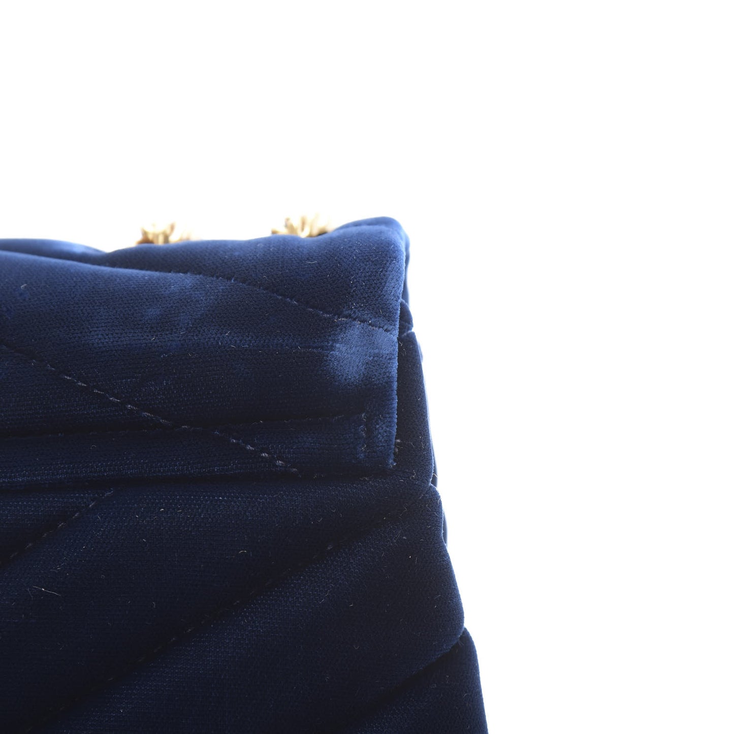 Velvet Y Quilted Monogram Small Loulou Chain Satchel Medium Blue