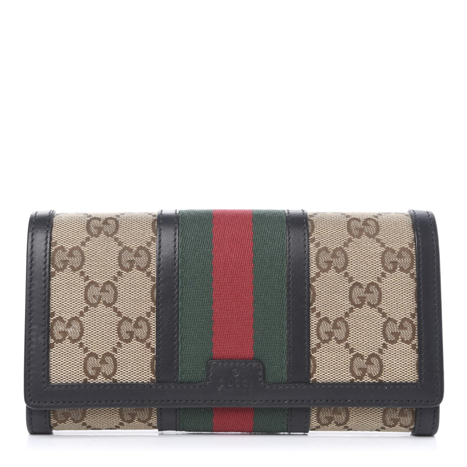 Gucci Monogram Vintage Web Continental Wallet Black 1 of 10