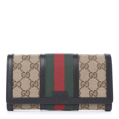 Gucci Monogram Vintage Web Continental Wallet Black 1 of 10