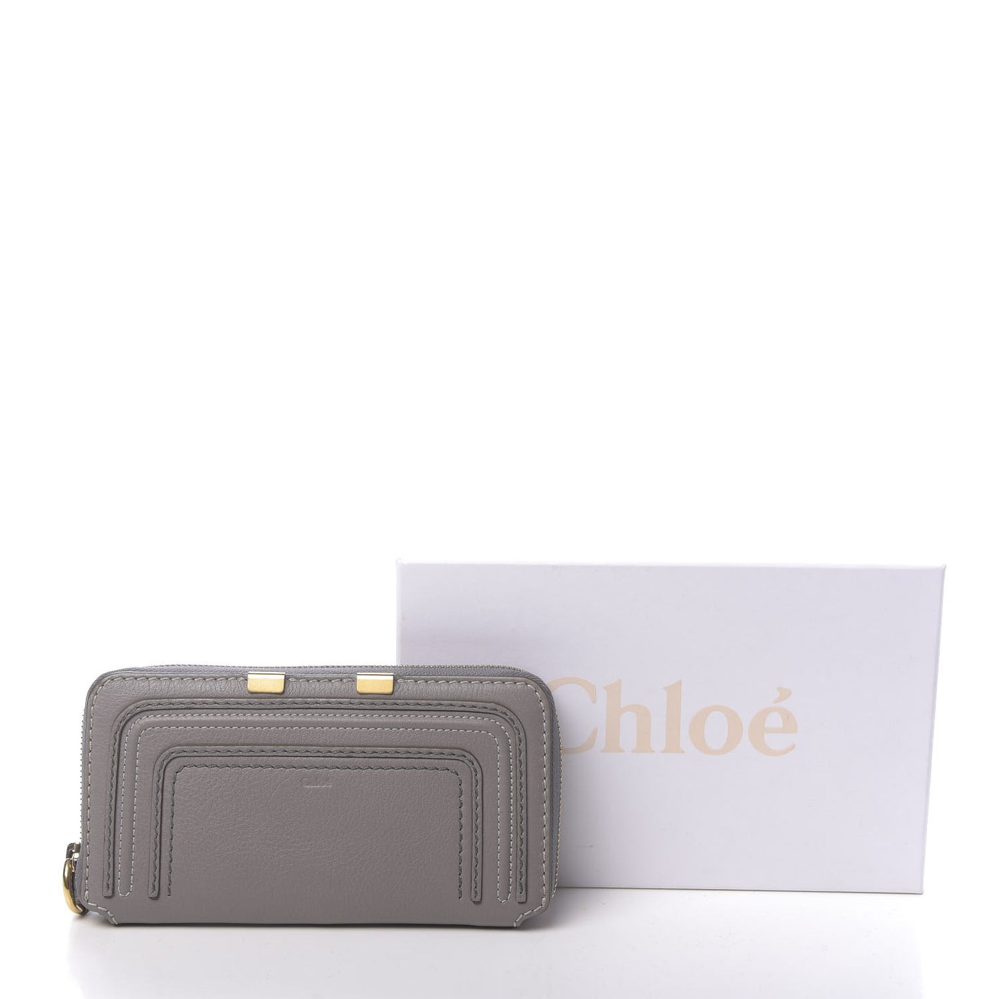 Calfskin Marcie Long Zip Around Wallet Cashmere Grey