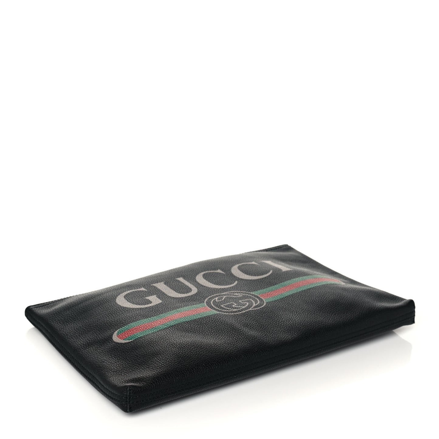 Pebbled Calfskin Large Logo Portfolio Clutch Black