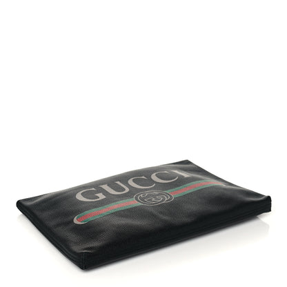 Gucci Pebbled Calfskin Large Logo Portfolio Clutch Black 4 of 12
