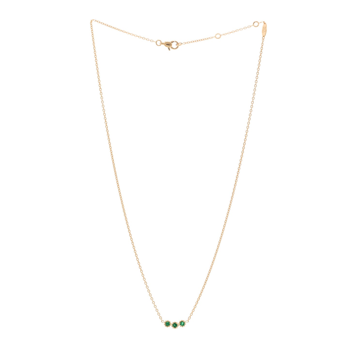 18K Yellow Gold Emerald Mimirose Pendant Necklace
