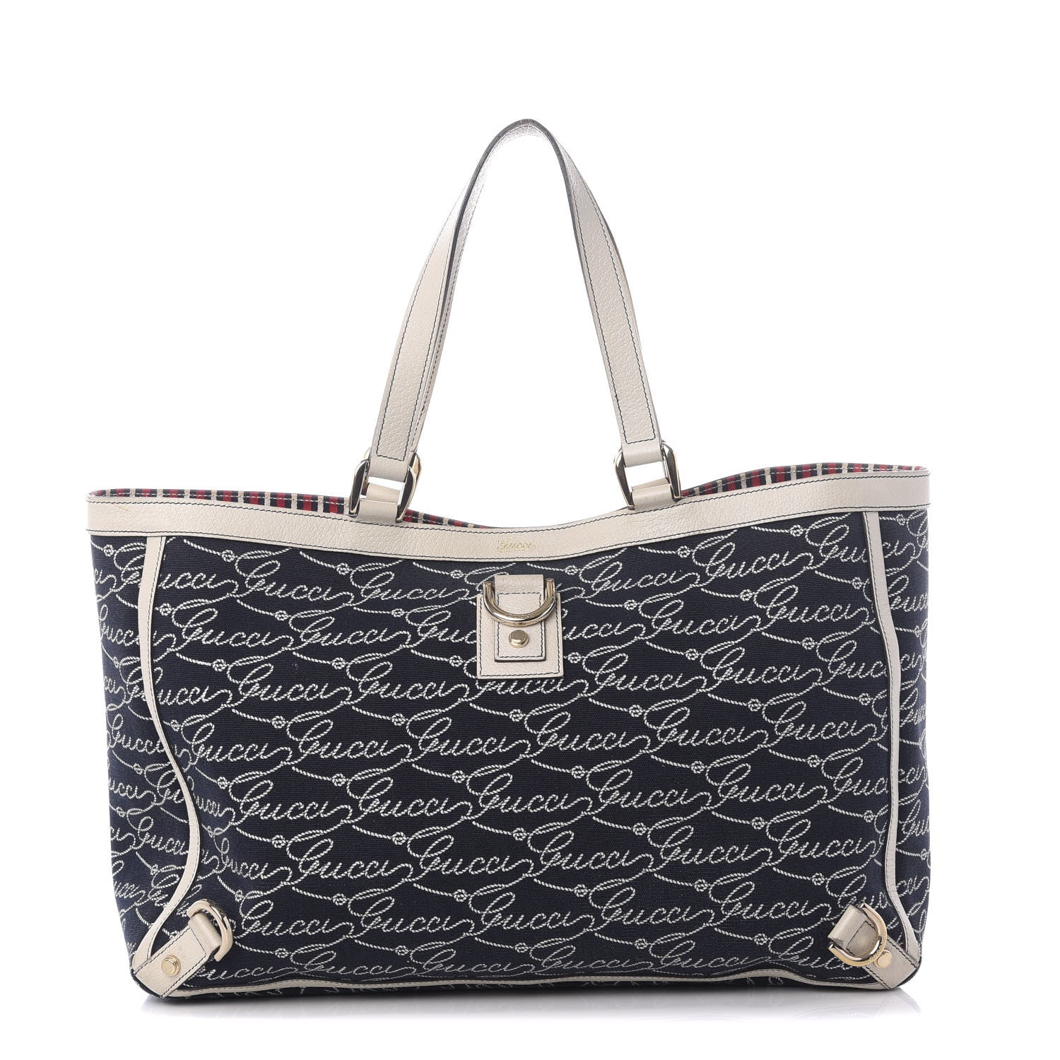 Gucci Canvas Print Large Abbey Tote Navy Off White 1 of 9