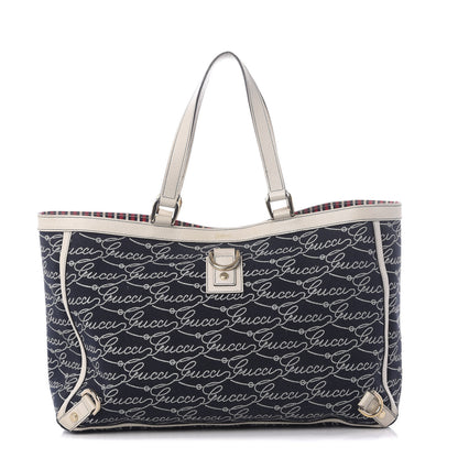 Gucci Canvas Print Large Abbey Tote Navy Off White 1 of 9
