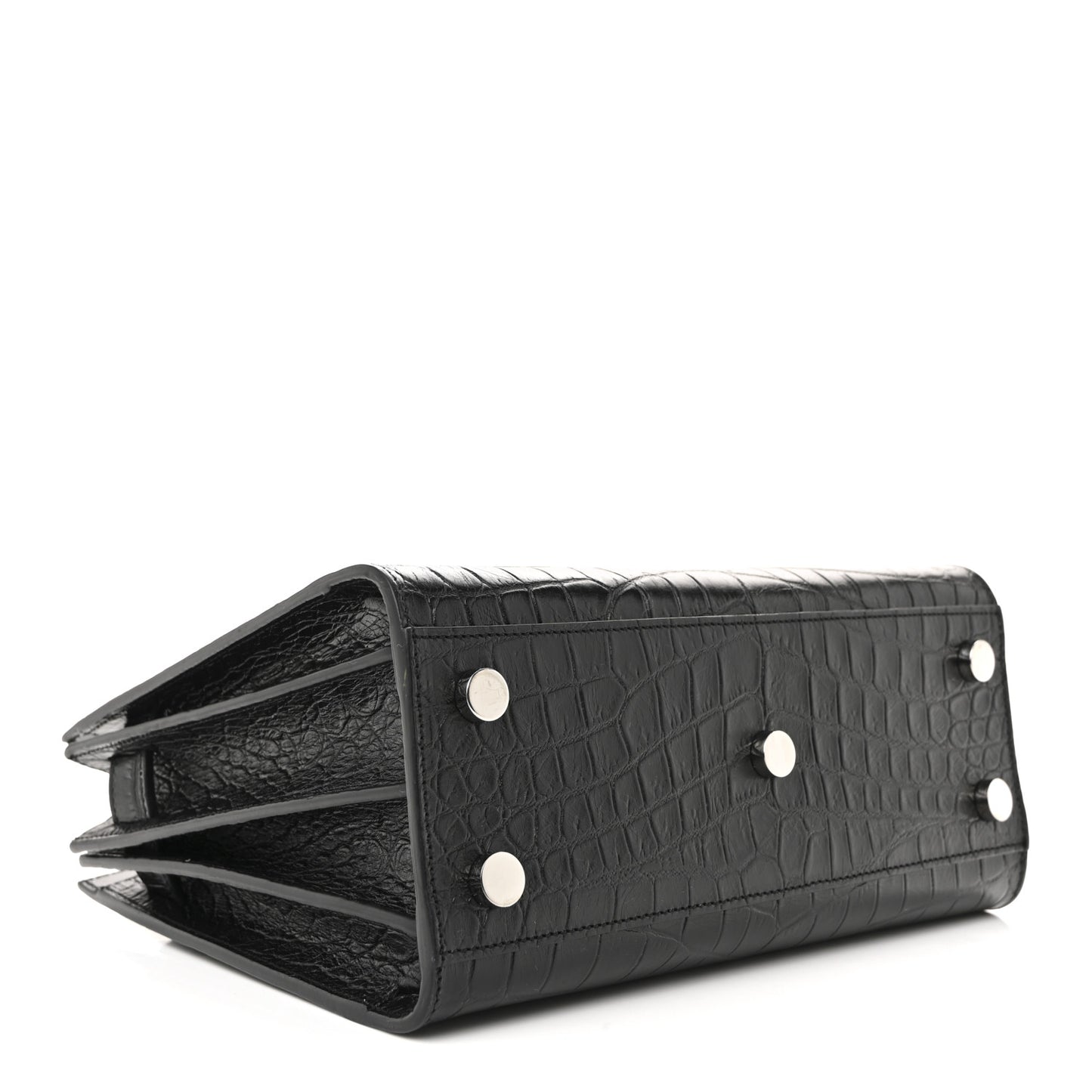 Calfskin Crocodile Embossed Nano Sac De Jour Black
