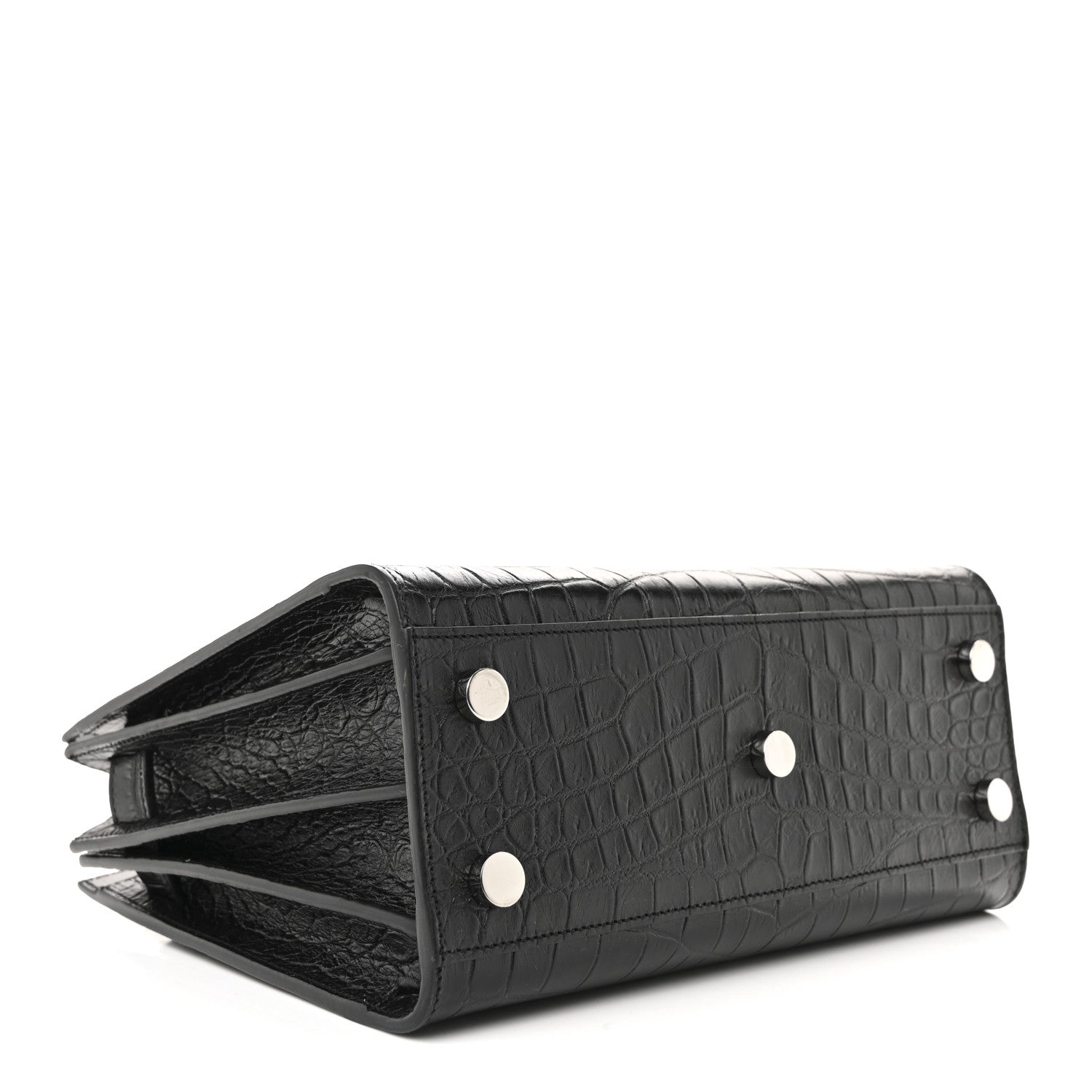 Saint Laurent Calfskin Crocodile Embossed Nano Sac De Jour Black 4 of 13