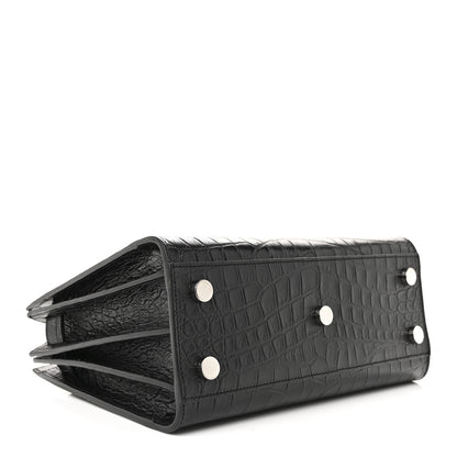 Saint Laurent Calfskin Crocodile Embossed Nano Sac De Jour Black 4 of 13