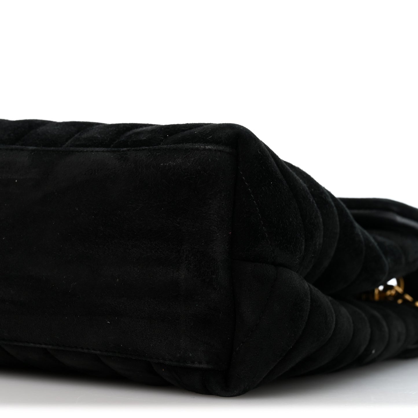Suede Y Quilted Monogram Medium Loulou Chain Satchel Black