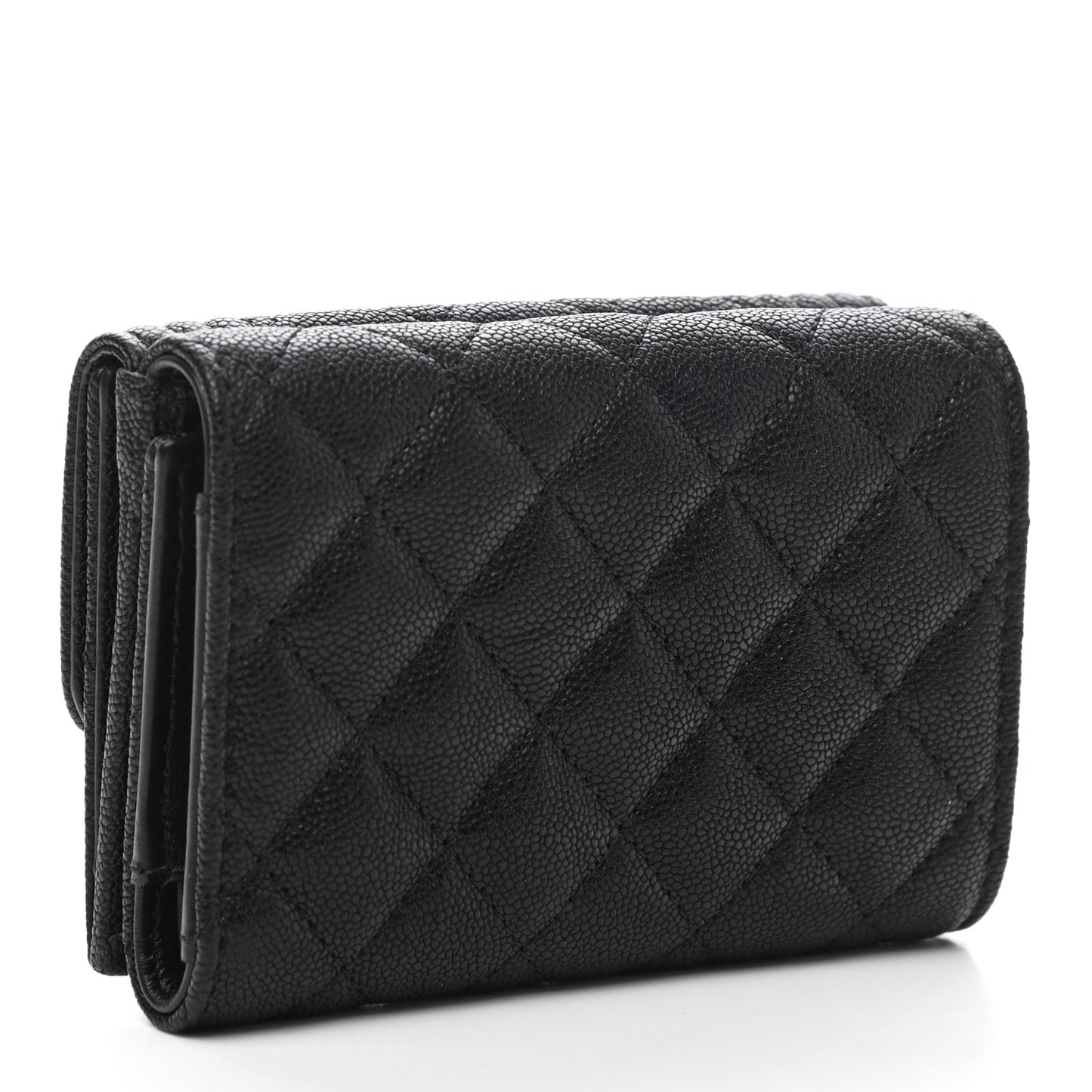 Caviar Quilted Small Boy Flap Wallet Black