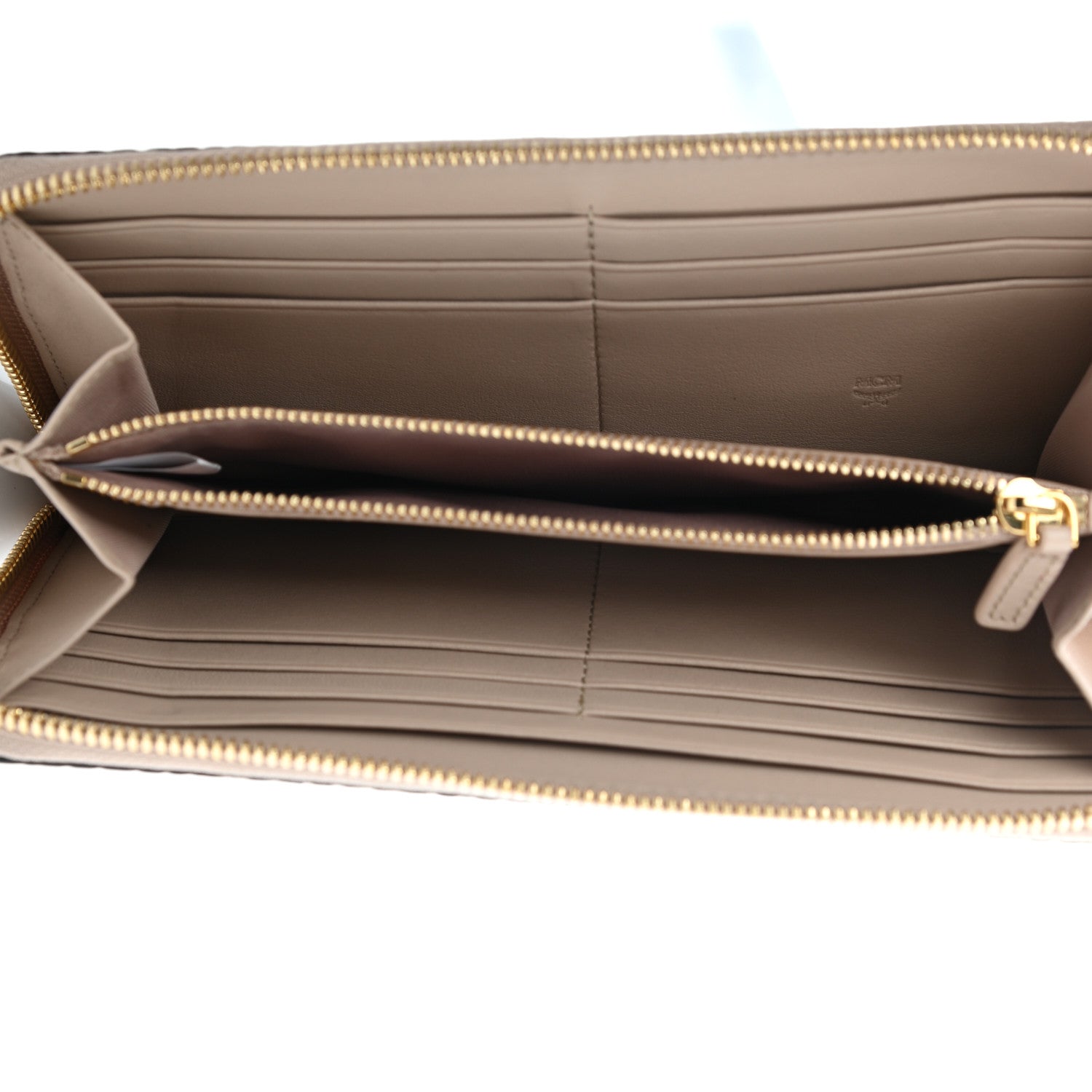 MCM Visetos Large Zip Around Wallet Beige 5 of 8