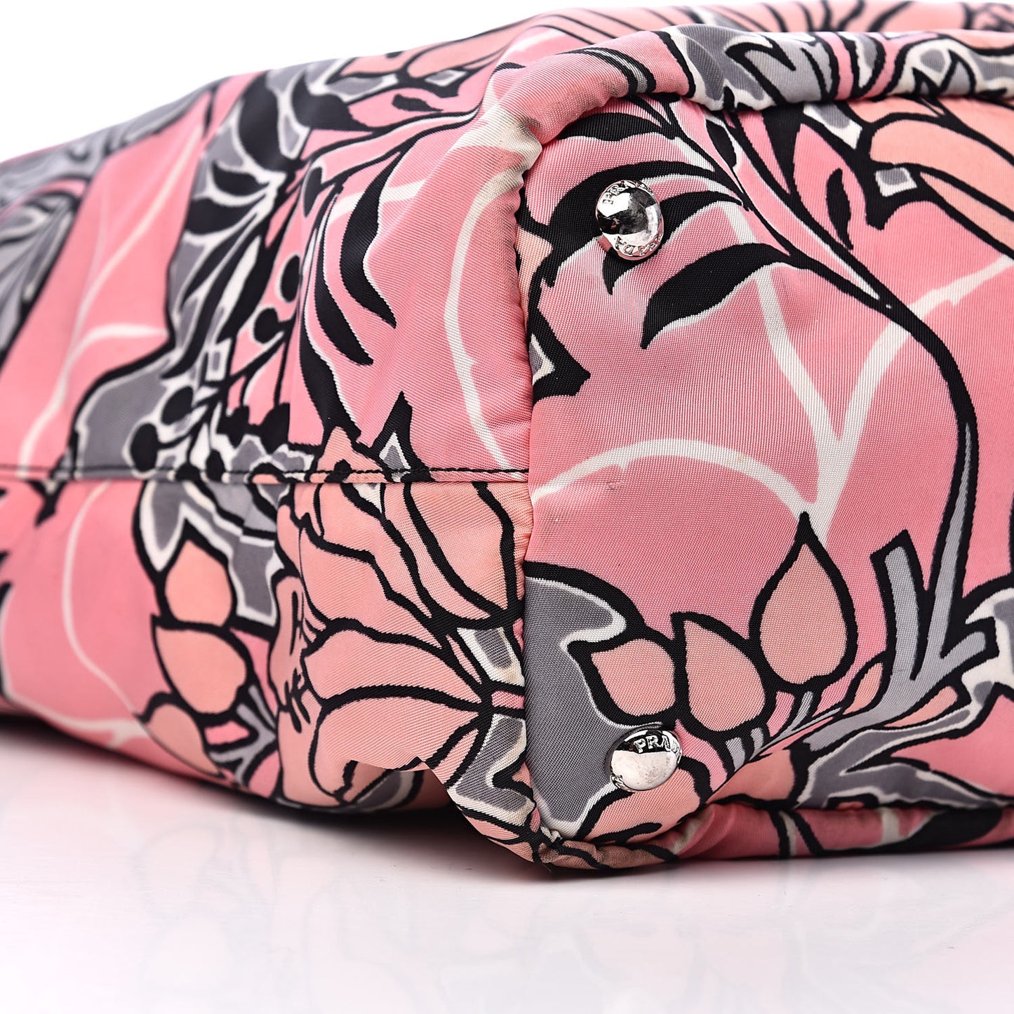 Tessuto Nylon Saffiano Floral Print Tote Peonia