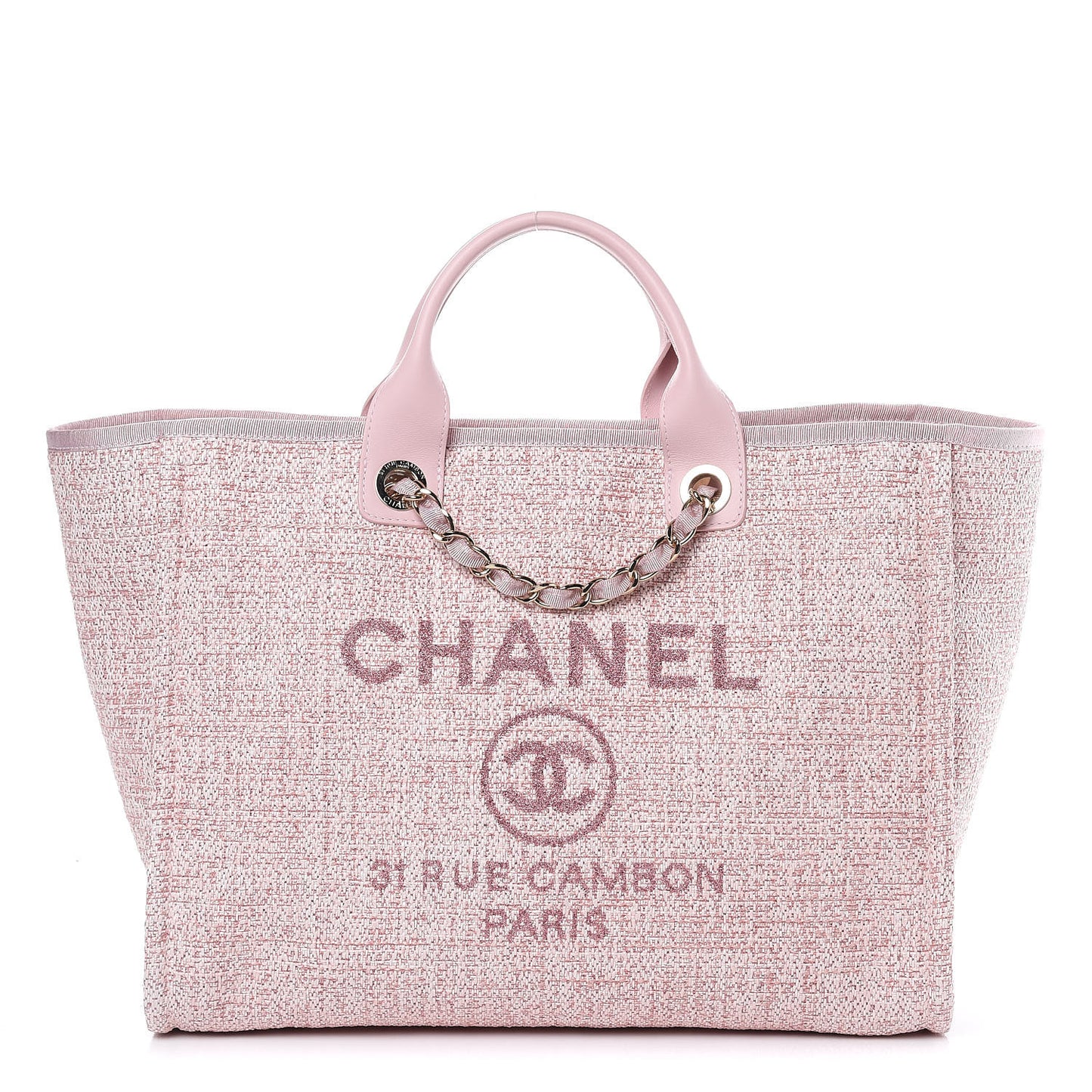 Straw Lurex Large Deauville Tote Pink