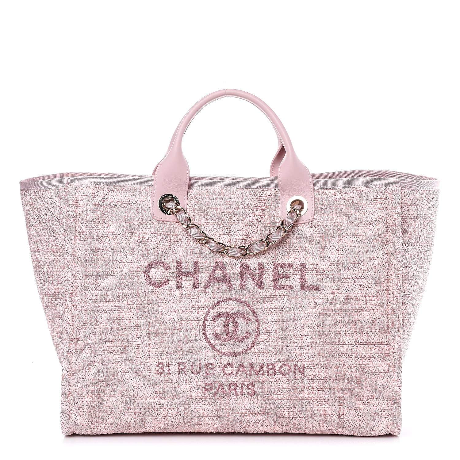 Chanel Straw Lurex Large Deauville Tote Pink 1 of 10
