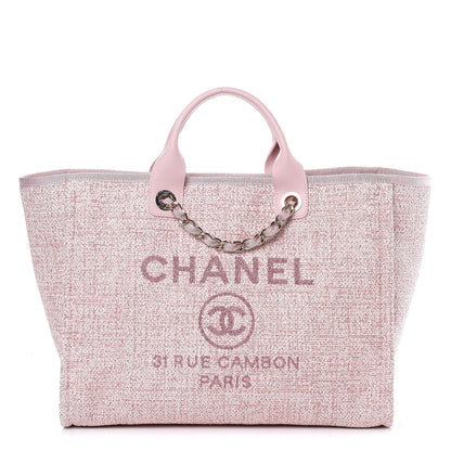 Chanel Straw Lurex Large Deauville Tote Pink 1 of 10