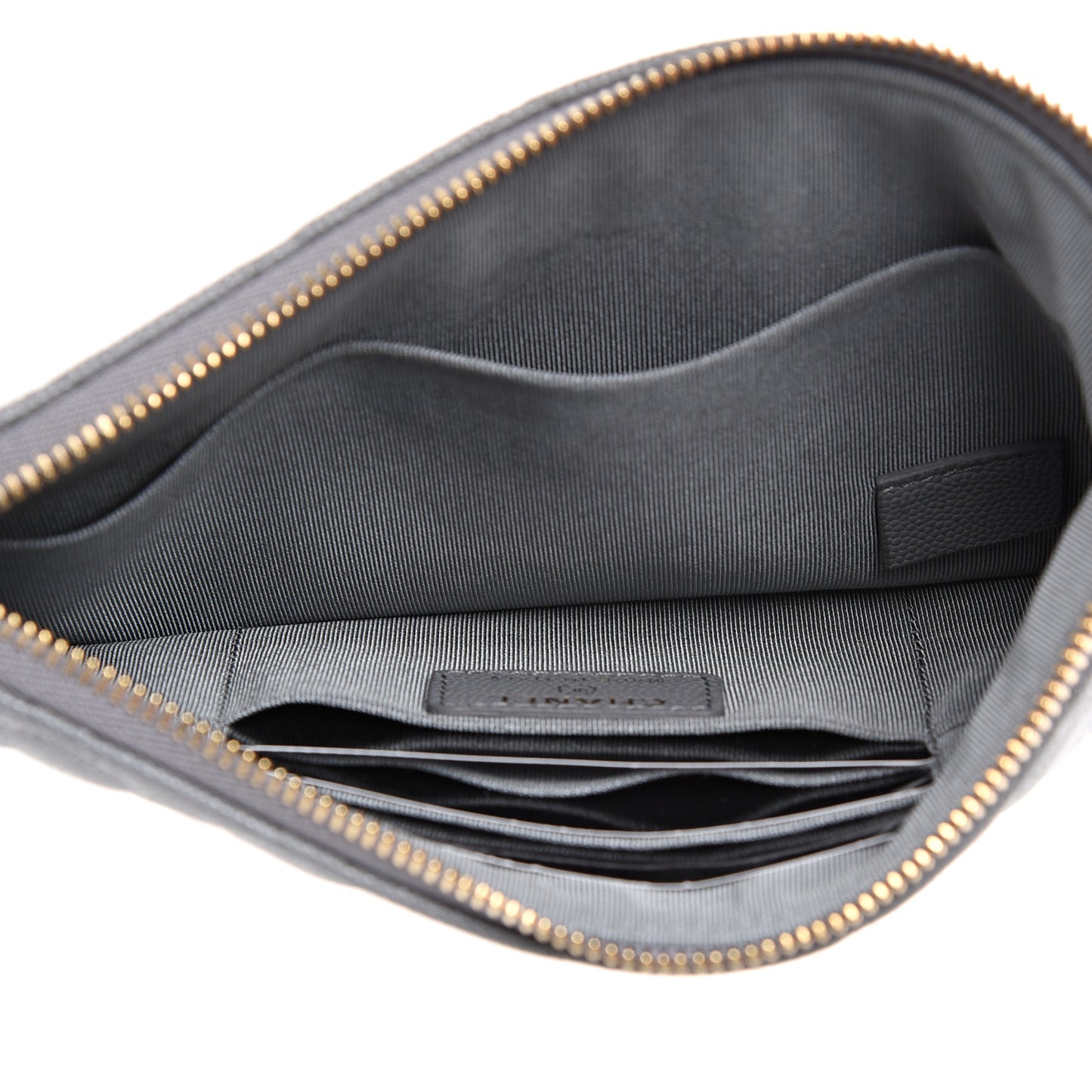 Caviar Quilted Cosmetic Case Grey