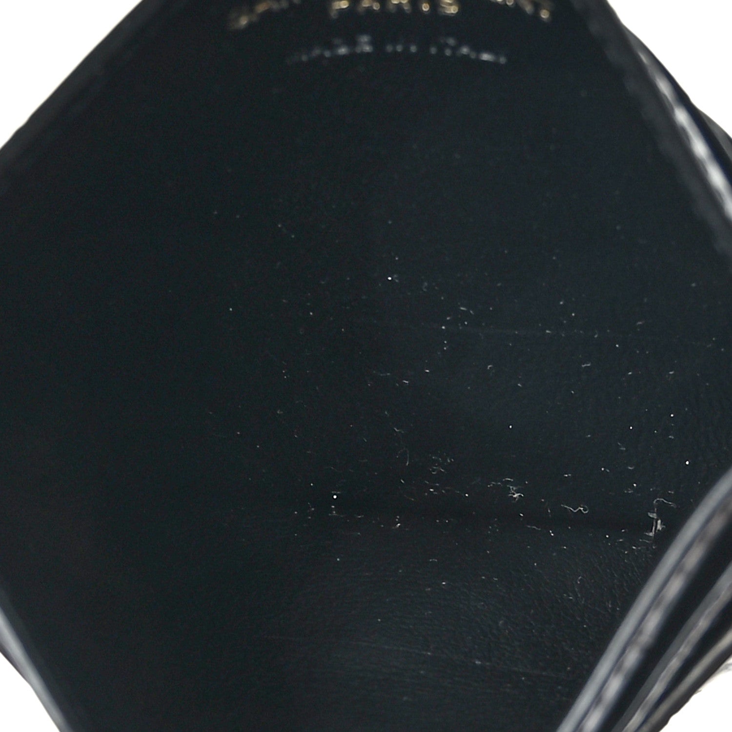 Saint Laurent Calfskin Crocodile Embossed Monogram Tiny Cassandra Credit Card Case Black 5 of 7