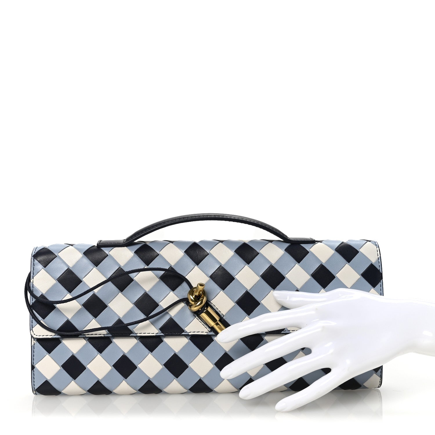 Bottega Veneta Nappa Intrecciato Long Andiamo Top Handle Clutch Abyss Ice White 2 of 6