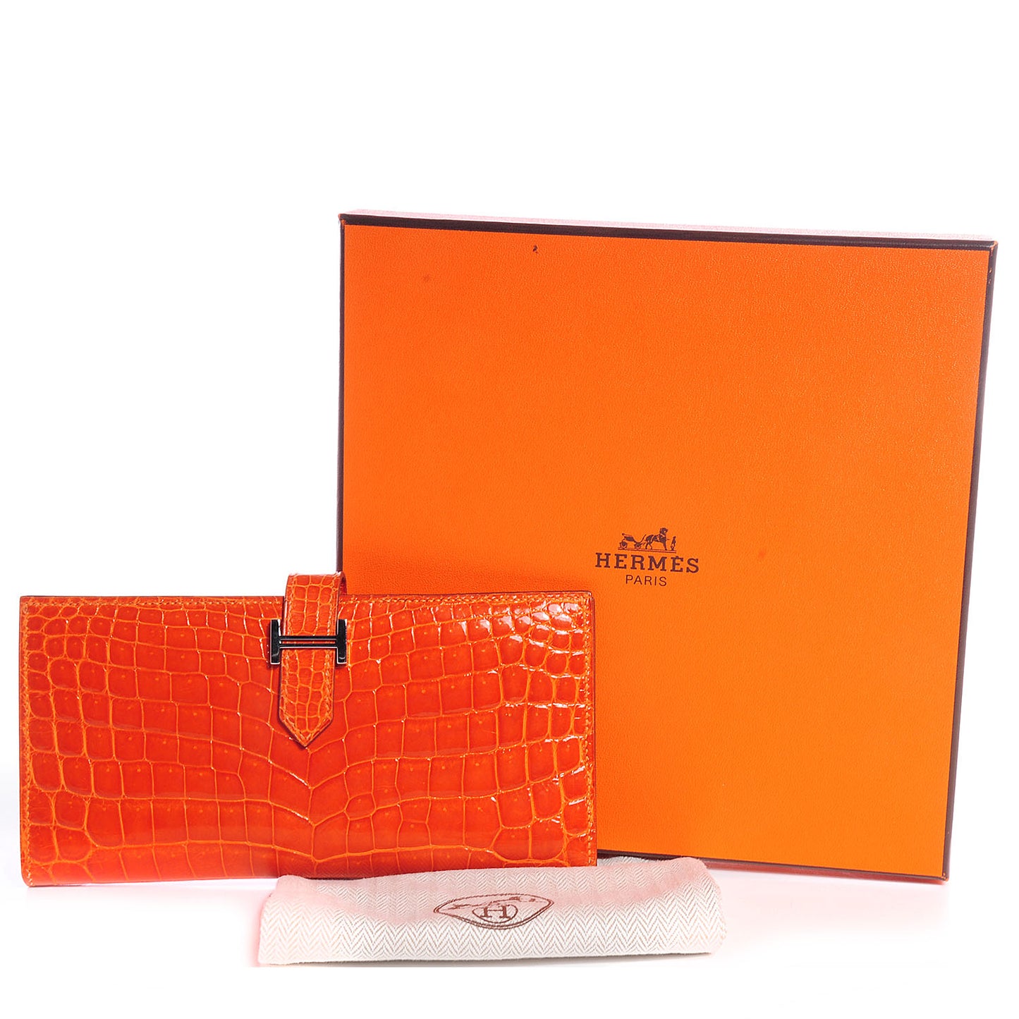 Shiny Niloticus Crocodile Bearn Wallet Orange