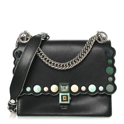 Fendi Vitello Liberty Scalloped Studded Small Kan I Shoulder Bag Black Multicolor 1 of 12