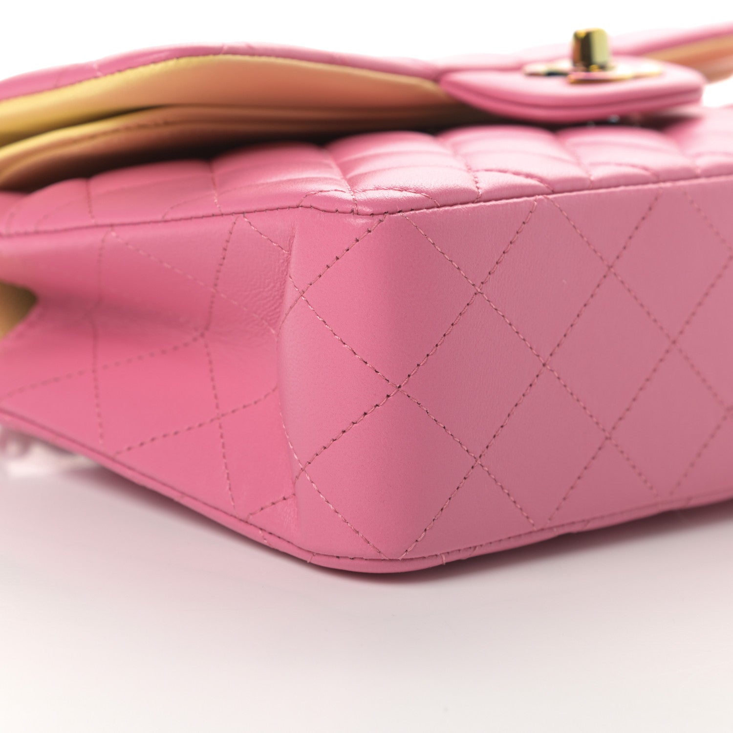 Chanel Lambskin Quilted Small Double Flap Pink Yellow 9 of 12