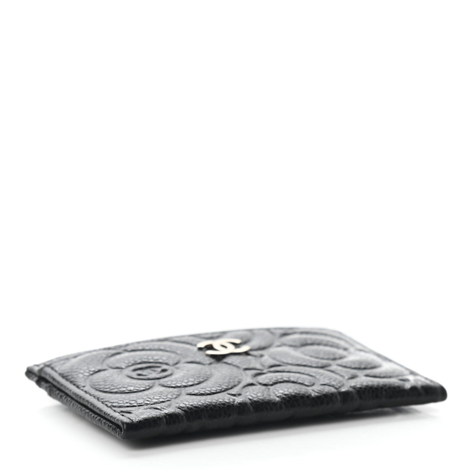 Chanel Caviar Camellia Embossed Card Holder Black 4 of 7