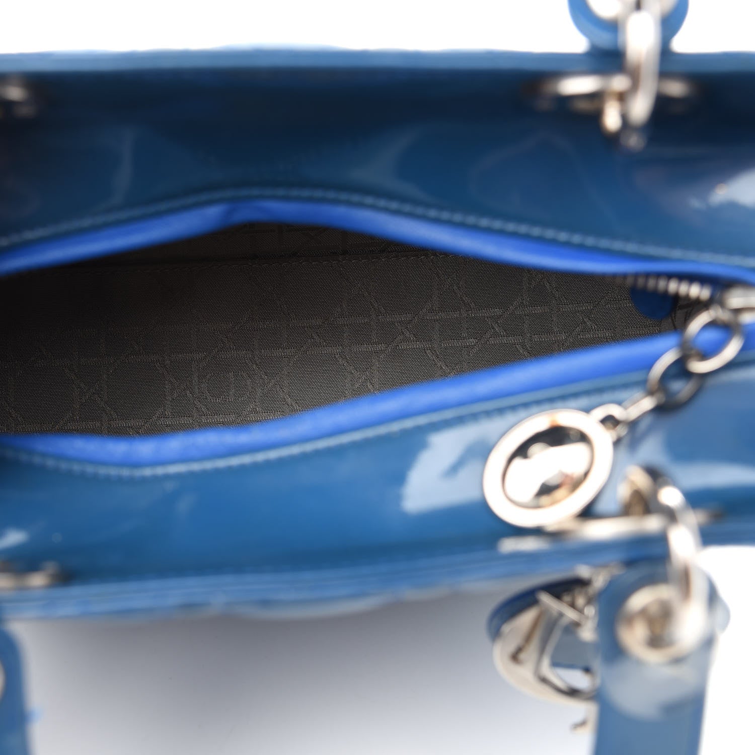 Christian Dior Patent Cannage Medium Lady Dior Blue 5 of 14