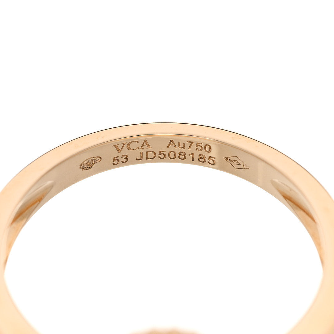 18K Yellow Gold Diamond Vintage Alhambra Ring 53 6.5