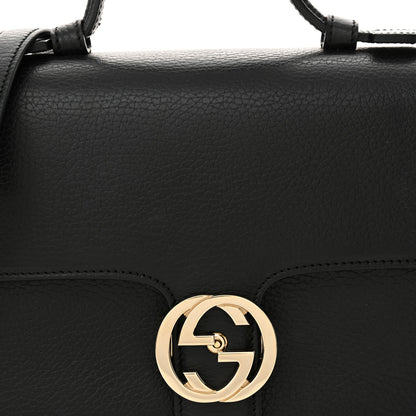 Gucci Dollar Calfskin Interlocking G Top Handle Shoulder Bag Black 8 of 15