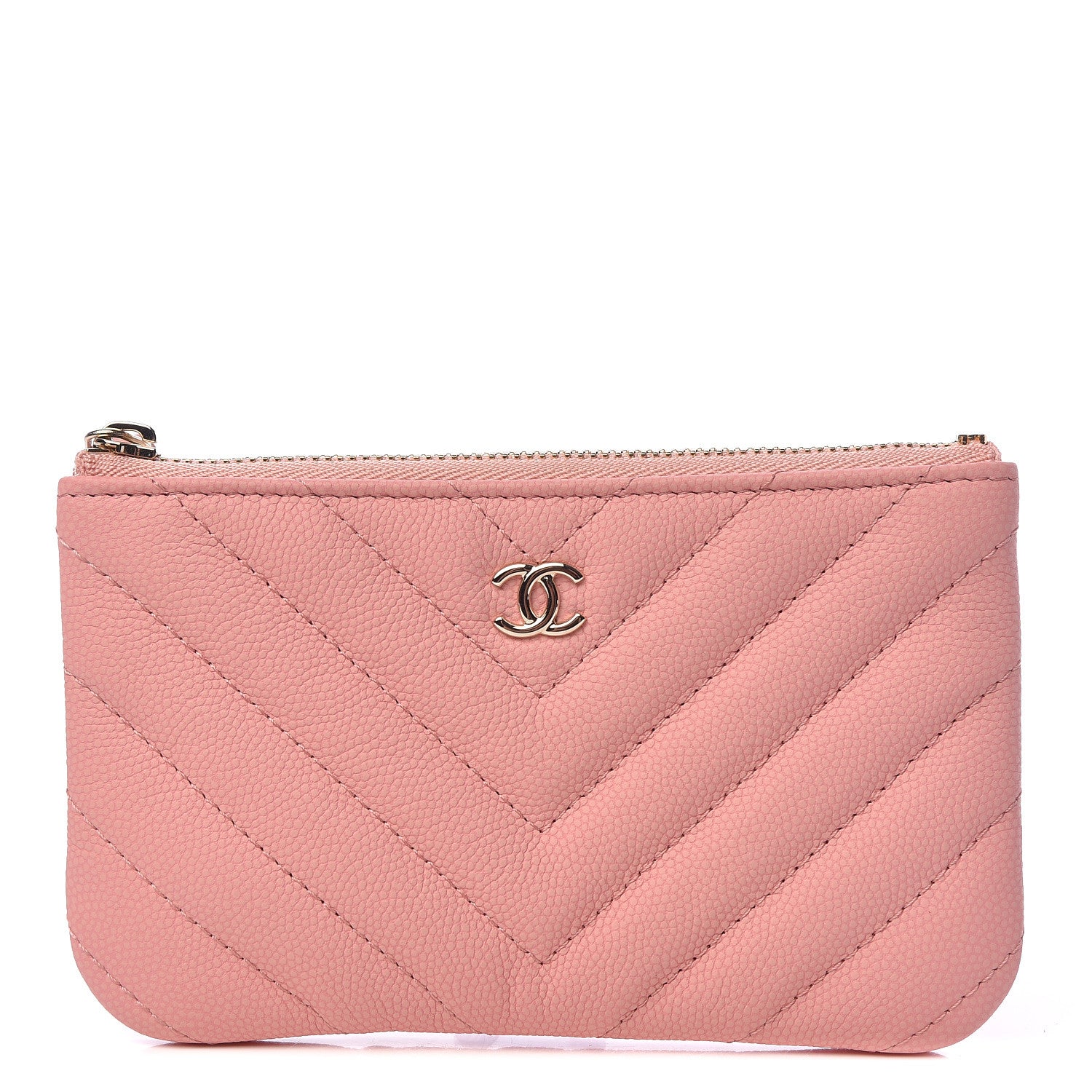 Chanel Caviar Chevron Quilted Small Cosmetic Case Pink 1 of 8