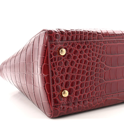 Chanel Calfskin Crocodile Embossed Archetype Small Shopping Tote Burgundy 9 of 10