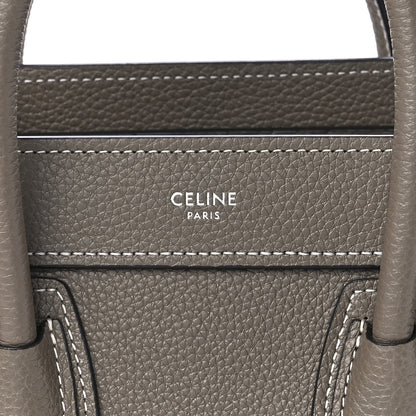 Celine Drummed Calfskin Nano Luggage Souris 8 of 12