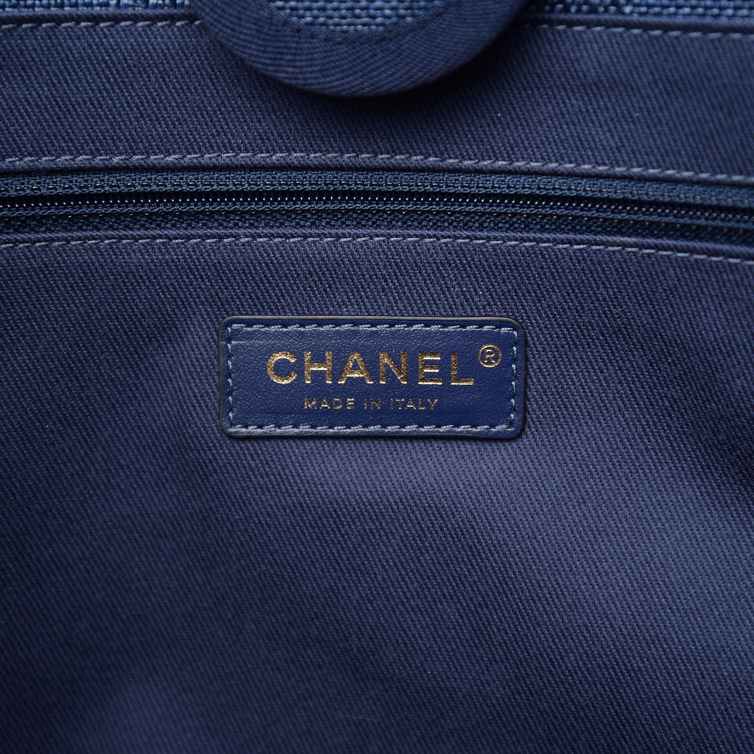 Chanel Mixed Fibers Striped Small Deauville Tote Navy Blue 5 of 9