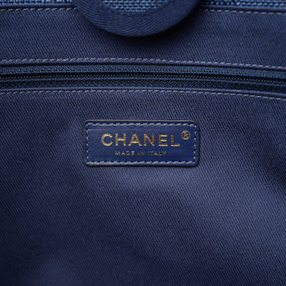 Chanel Mixed Fibers Striped Small Deauville Tote Navy Blue 5 of 9