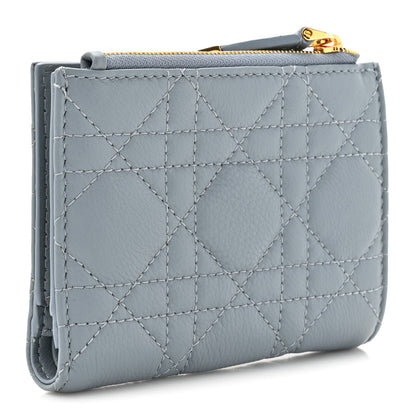 Christian Dior Grained Calfskin Supple Cannage Caro Dahlia Wallet Cloud Blue 3 of 8