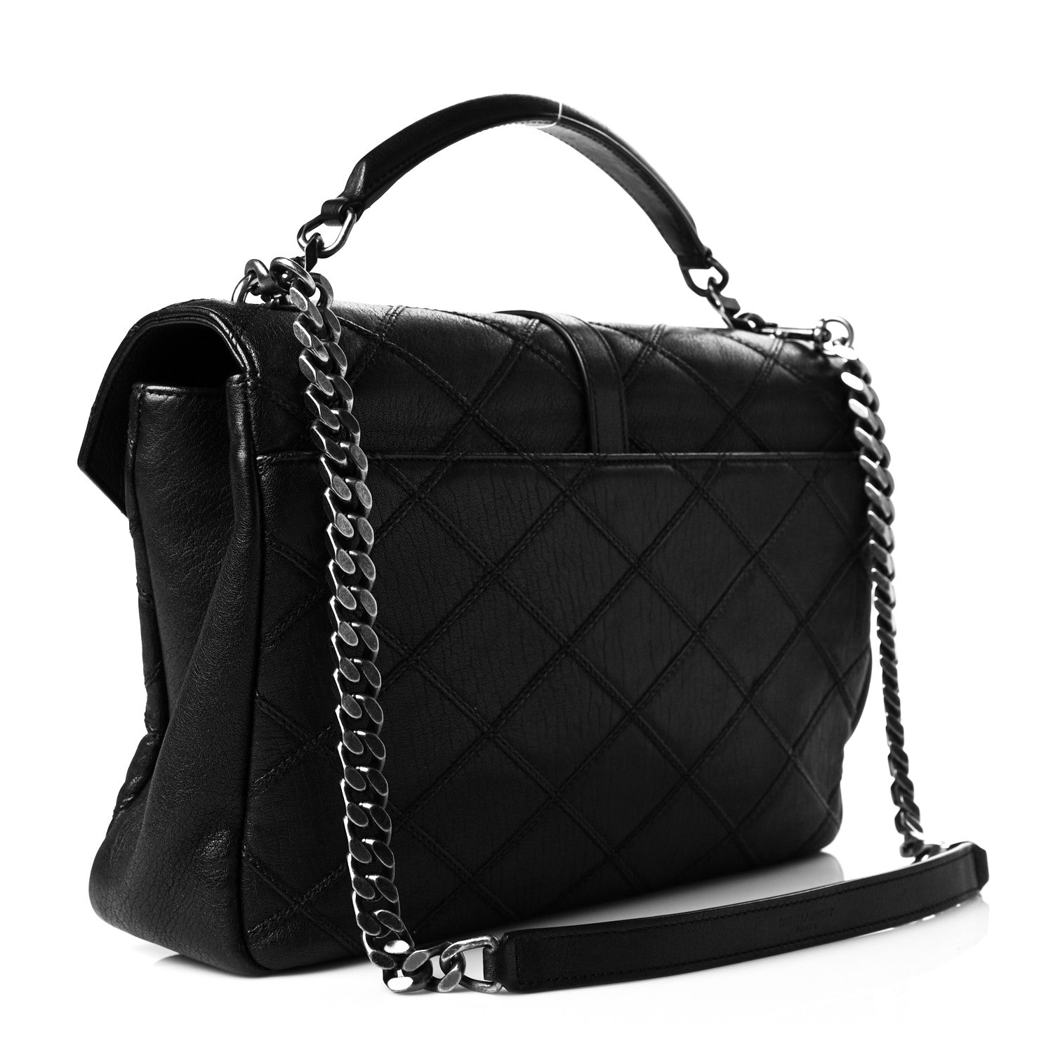 Saint Laurent Calfskin Diamond Quilted Monogram Large College Bag Black 3 of 10