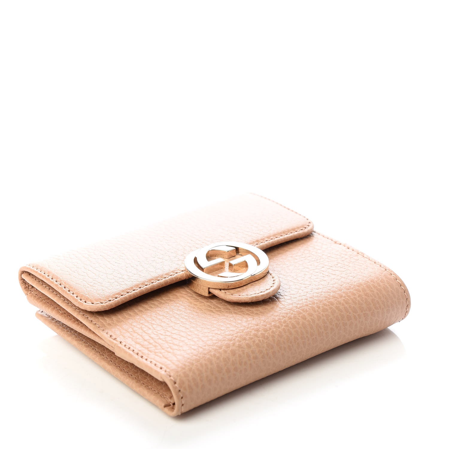 Gucci Dollar Calfskin Interlocking G French Wallet Camelia 4 of 7