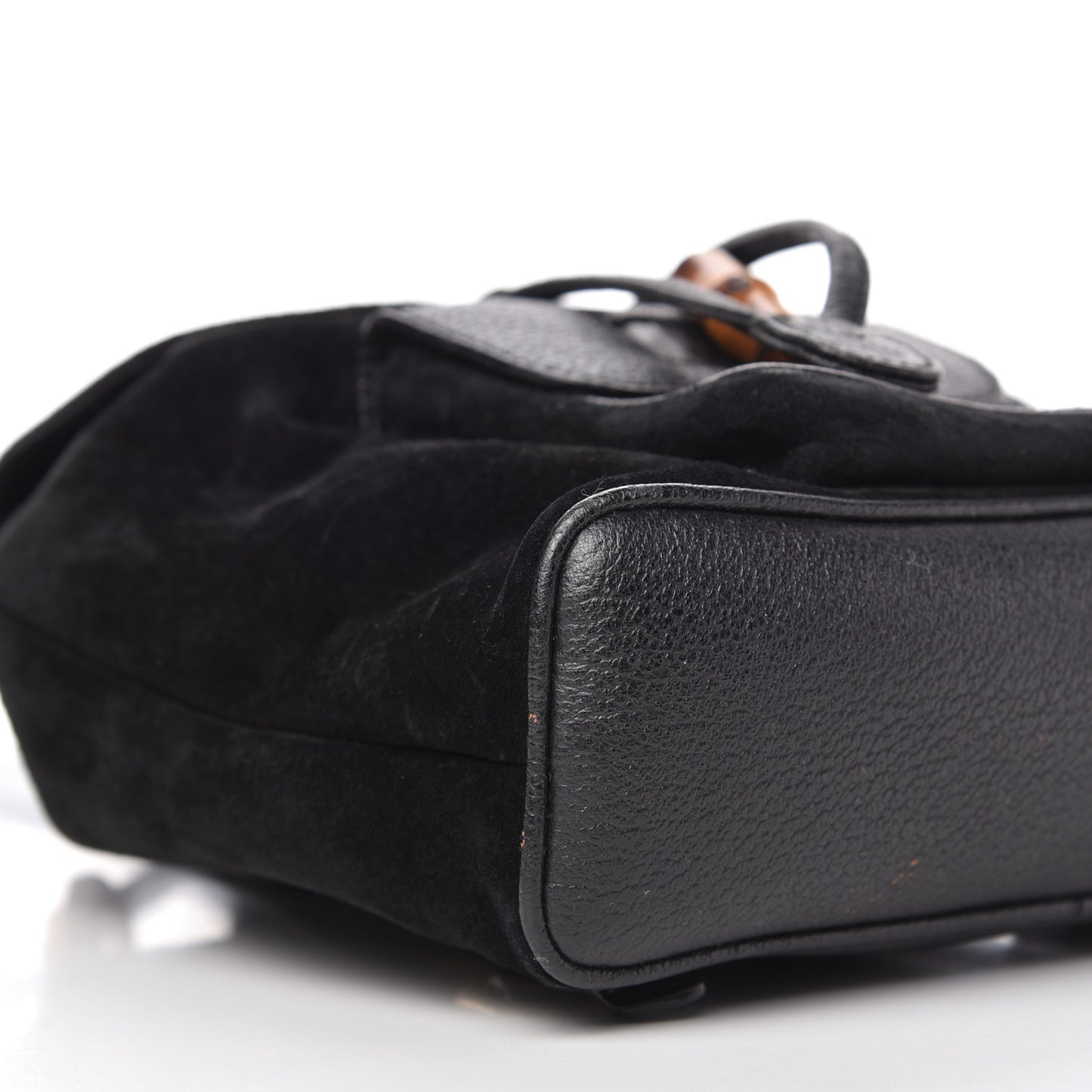 Calfskin Suede Bamboo Backpack Black