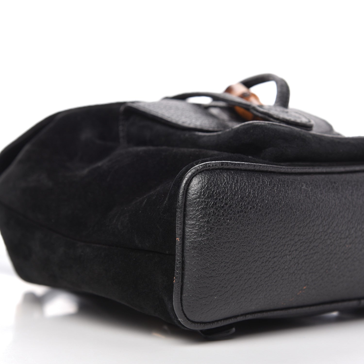 Gucci Calfskin Suede Bamboo Backpack Black 6 of 9